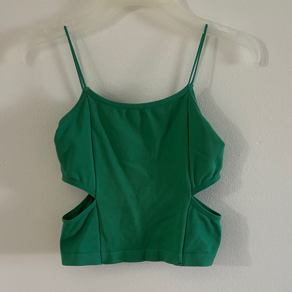 Chic Green Cutout Crop Top